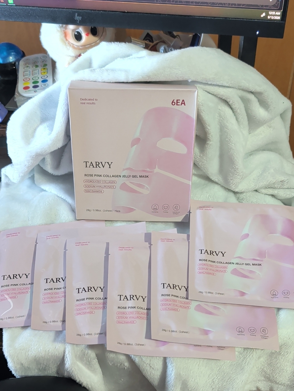 TARVY Rose Pink Collagen Jelly Gel Mask set